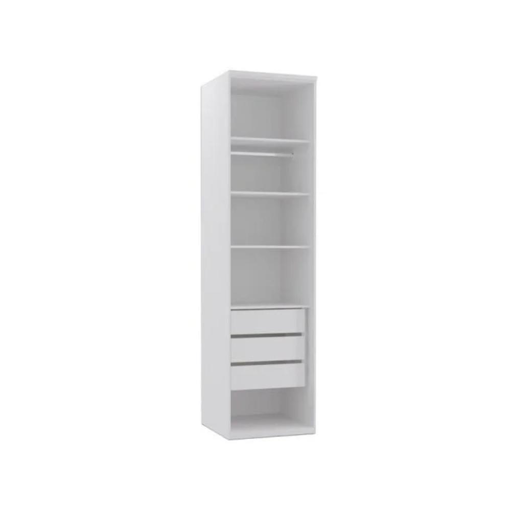Guarda Roupa Modulado 1 Porta 3 Gavetas Com Espelho Branco 61cm - 2
