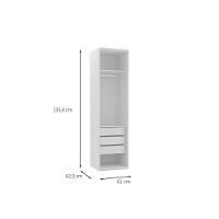 Guarda Roupa Modulado 1 Porta 3 Gavetas Com Espelho Branco 61cm - 3