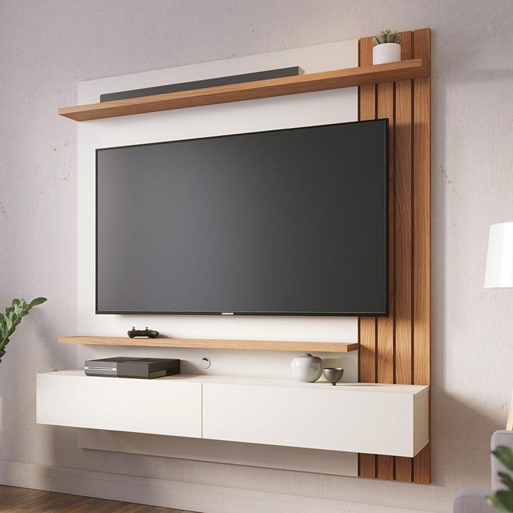 Home Suspenso Juriti 1.5 Ripado Off White Matte/freijó Para Tv Até 65” - Colibri Off White Matte/freijó - 2