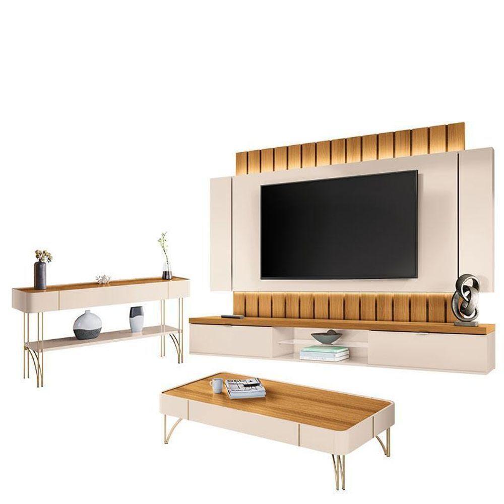 Home Suspenso Illusion 2.2 E Aparador Vivant E Mesa De Centro Cadenza Cinamomo Off White - Hb Móveis - 1