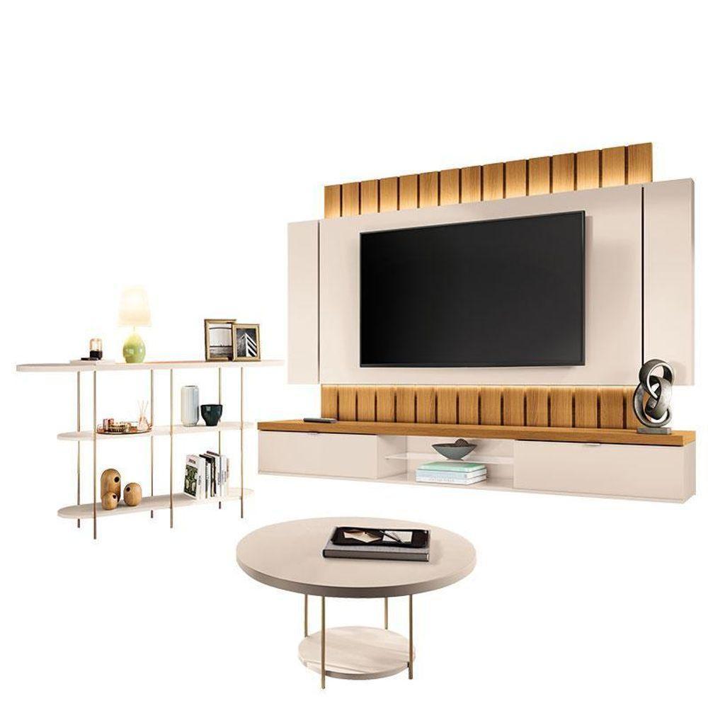 Home Suspenso Illusion 2.2 Cinamomo Off White E Aparador Infinity E Mesa De Centro Sky Off White- Hb Móveis - 1