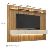 Home Suspenso Frisado Curitiba 2240 Com Nicho E Led Cinamomo Off White - Valdemóveis - 3