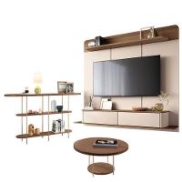 Home Suspenso Galax Castanho Off White E Aparador Infinity E Mesa De Centro Sky Castanho- Hb Móveis - 1