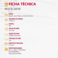 Sala De Jantar Mesa Olimpia 120cm Mdf Canto Reto Com 4 Cadeiras Athenas Turim / Off White / Imbuia - 3