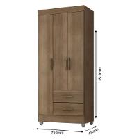 Guarda Roupa Solteiro 3 Portas E Cômoda 4 Gavetas E 2 Portas Lite Carvalho Oak – Móveis Leão