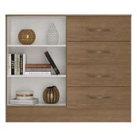 Guarda Roupa Solteiro 3 Portas E Cômoda 4 Gavetas E 2 Portas Lite Carvalho Oak – Móveis Leão - 6