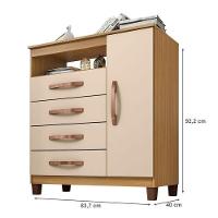 Guarda Roupa Solteiro Modena Com 4 Portas E Cômoda Sapateira Cannes Carvalho Americano Off White – Incorplac - 6