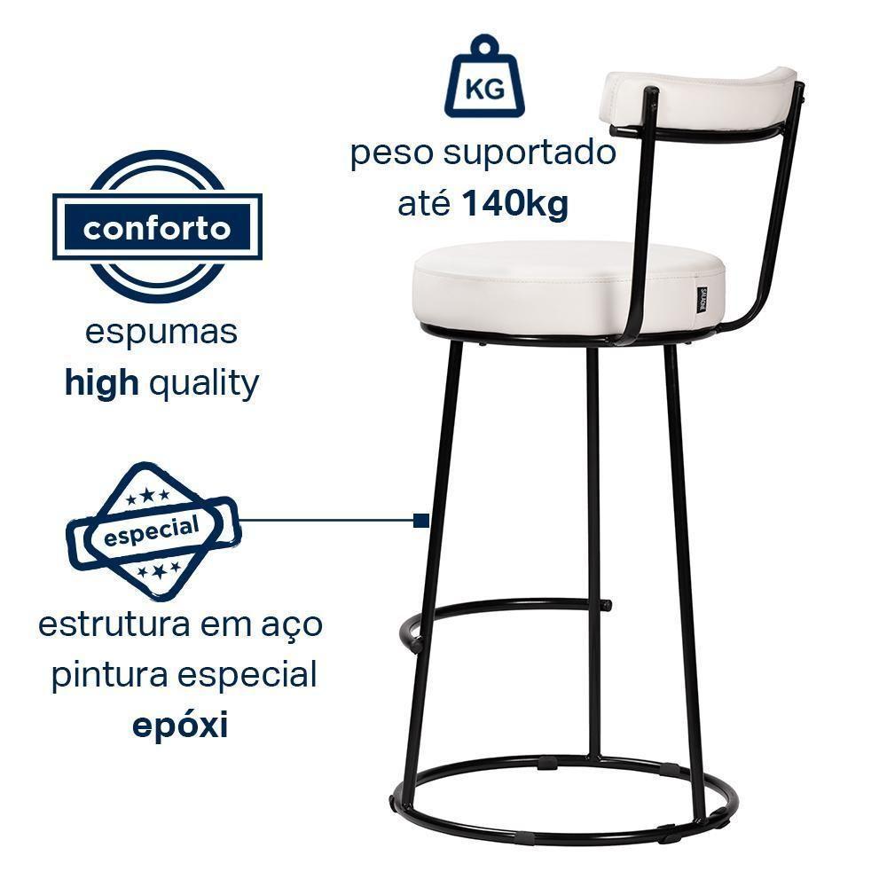 Kit 4 Banquetas Miami 96cm Couríssimo Branco - Salaone Branco - 5
