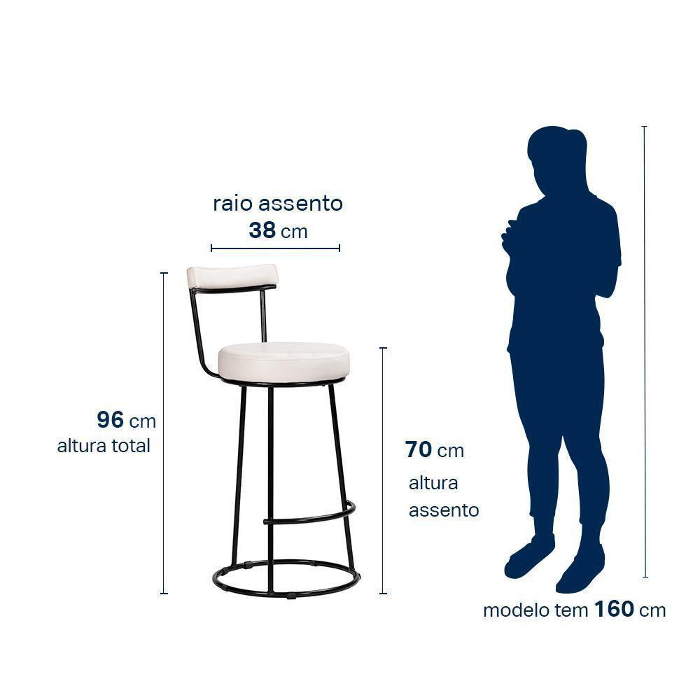 Kit 4 Banquetas Miami 96cm Couríssimo Branco - Salaone Branco - 6