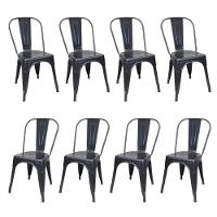 Kit 8 Cadeiras Tolix Iron Ferro Preta Fosca Aço Industrial Sala Cozinha Jantar Bar - 1