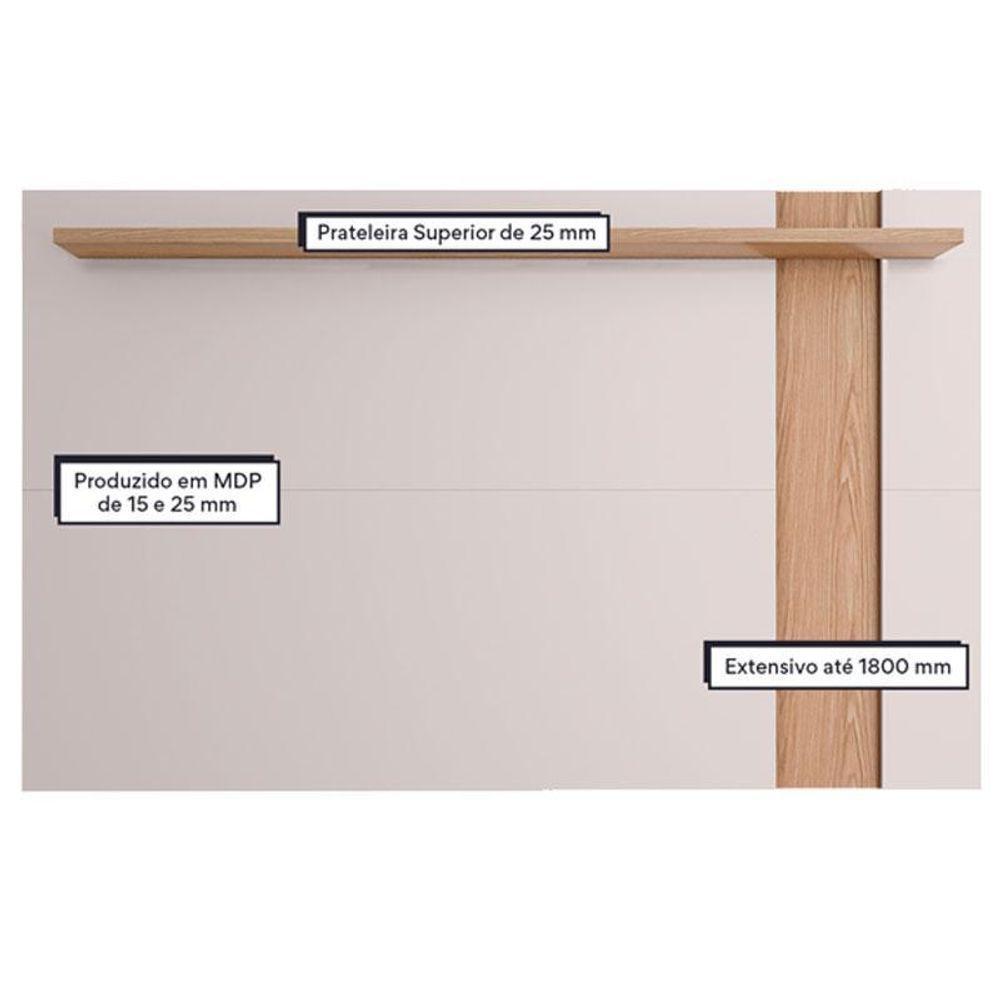 Painel Para Tv Suspenso Extensivo Ambiente Leme Off White Matte Freijó - Colibri - 3
