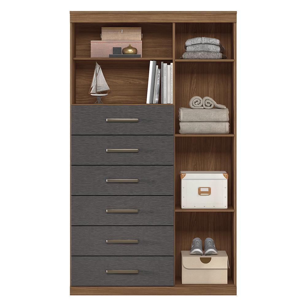 Multi-cômoda Marabá 1.6 Com Porta E 6 Gavetas Jatobá/grafite - Santos Andirá Jatobá/grafite - 3