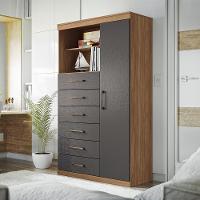 Multi-cômoda Marabá 1.6 Com Porta E 6 Gavetas Jatobá/grafite - Santos Andirá Jatobá/grafite - 2