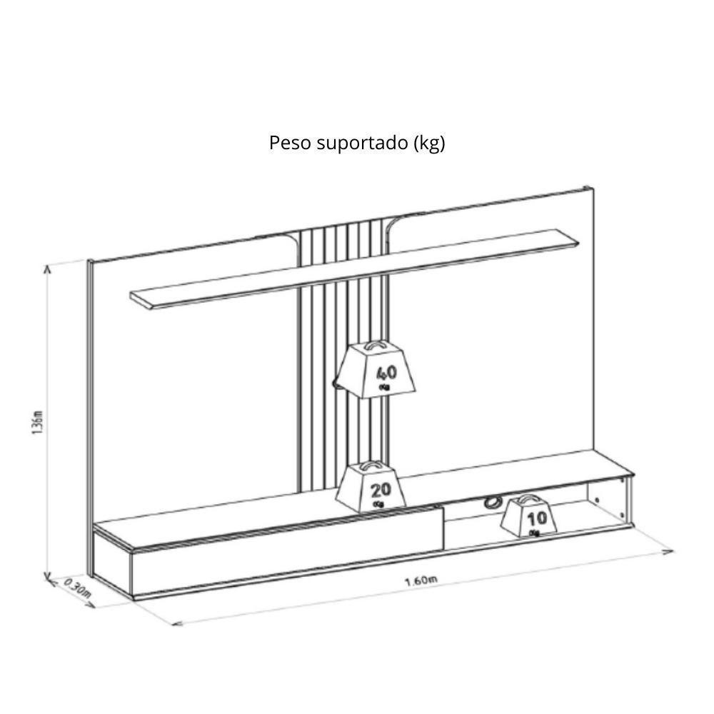 Painel Home Suspenso Para Tv Até 65 Polegadas 1 Porta Friburgo Nature E Off White - 7