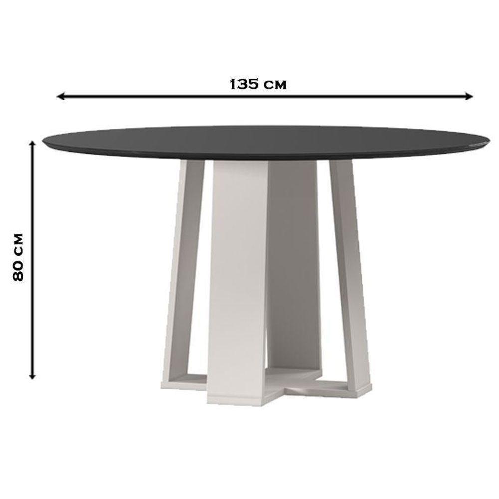 Mesa De Jantar Isabela 135x135 Cm Com Vidro Off White Preto – New Ceval - 2