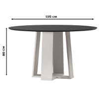 Mesa De Jantar Isabela 135x135 Cm Com Vidro Off White Preto – New Ceval - 2