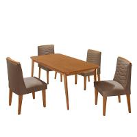 Mesa De Jantar Copper 120cm Tampo Mdf Com 4 Cadeiras Eloise Veludo Capuccino/naturalle/naturalle - 2