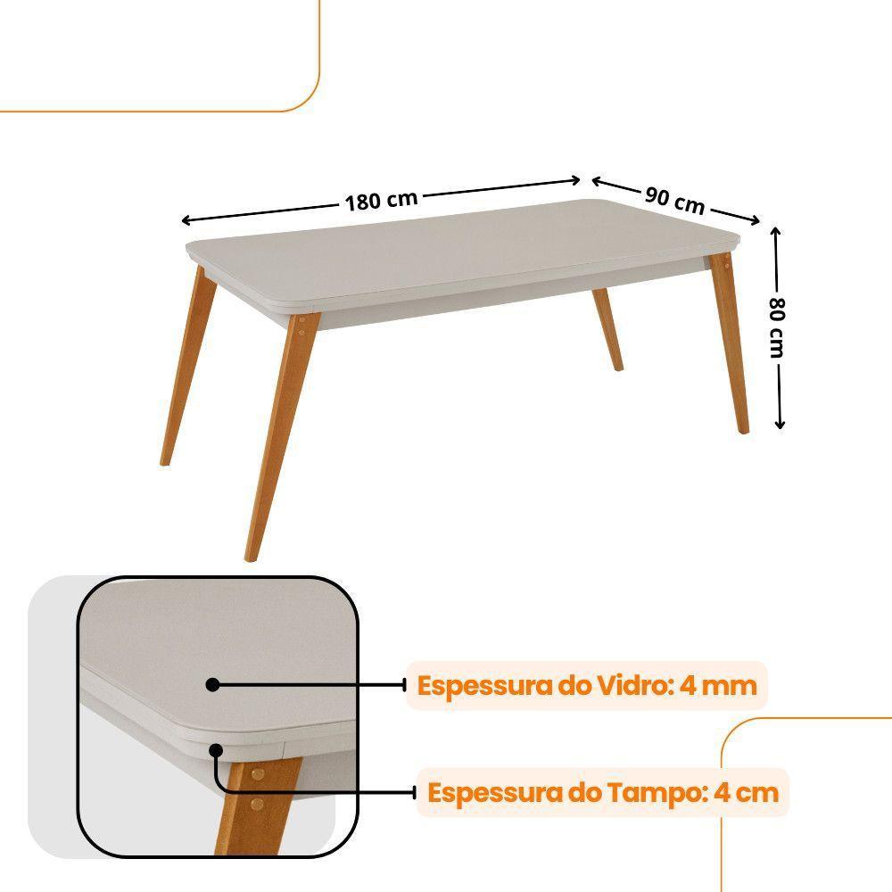 Mesa De Jantar Copper 180cm Tampo Mdf Vidro 6 Cadeiras Tork/off/naturale/serig. Off - 4