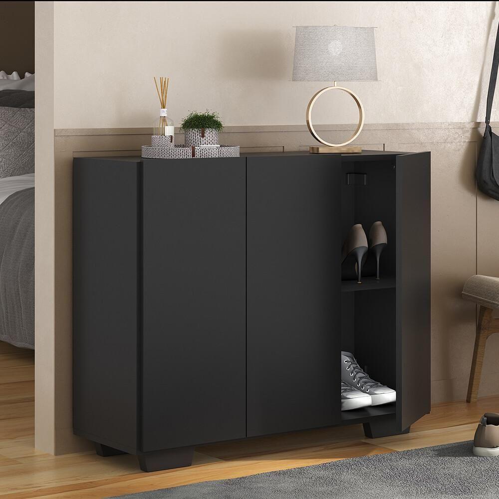 Sapateira 3 Portas Nina Multimóveis V6019 Preta Preto - 6