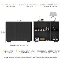 Sapateira 3 Portas Nina Multimóveis V6019 Preta Preto - 5