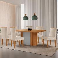 Mesa De Jantar Aspen 180cm Tampo Mdf Laminado 6 Cad Lisboa Veludo Creme/naturale/off White - 1