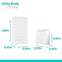 Quarto De Bebê Duda 3 Portas Com Berço Americano Lara Branco Brilho – Phoenix Baby - 3