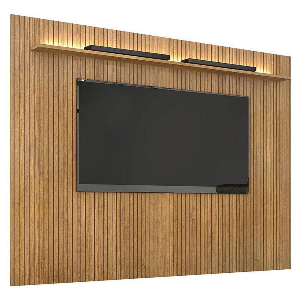 Painel Para Tv Suspenso Frisado Ambiente Curitiba 2240 Cinamomo Off White Com Led - Valdemóveis - 2