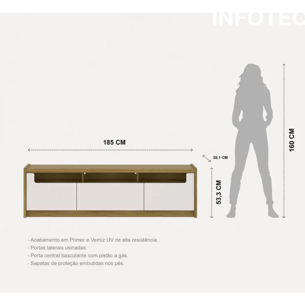 Rack Para Tv Até 75 Polegadas 3 Portas Oslo Off White E Freijó 180cm - 10