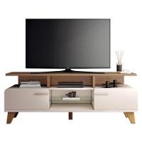 Rack Bancada Essenza E Painel Link 1.6 Com Mesa De Centro Sky Off White Castanho – Hb Móveis - 3