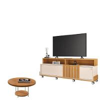 Rack Bancada Graci 1.8 Com Mesa De Centro Sky Cinamomo Off White – Hb Móveis - 1