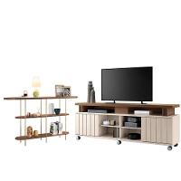 Rack Bancada Rivera 1.8 Com Aparador Infinity Off White Castanho – Hb Móveis - 1