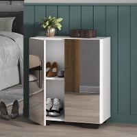 Sapateira 2 Portas Com Espelho Nina Multimóveis V6013 Branca/Preta Branco/Preto - 6