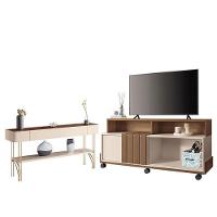 Rack Bancada Graci 1.3 Com Aparador Vivant Castanho Off White – Hb Móveis - 1