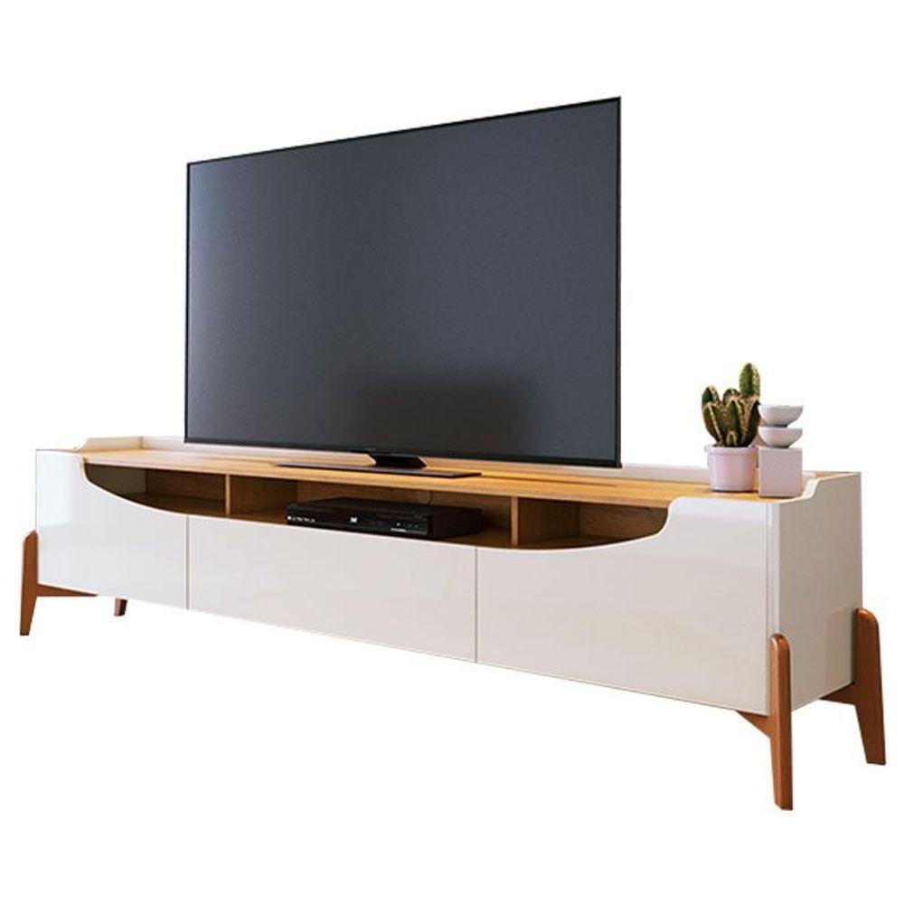Rack Bancada Ambiene Studio Com Painel Para Tv Loft 1.8 Off White Nature - Imcal - 4