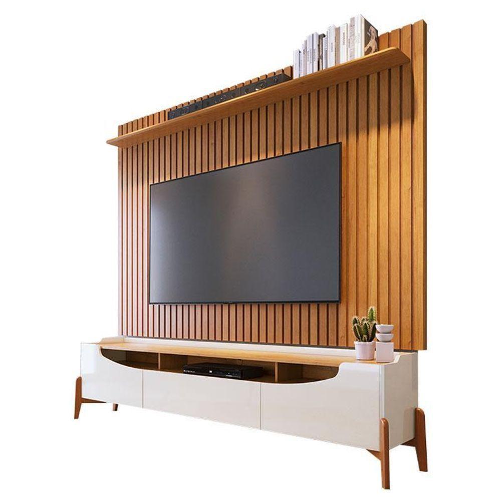 Rack Bancada Ambiene Studio Com Painel Para Tv Loft 1.8 Off White Nature - Imcal - 7