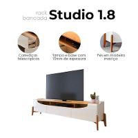 Rack Bancada Ambiene Studio Com Painel Para Tv Loft 1.8 Off White Nature - Imcal - 6