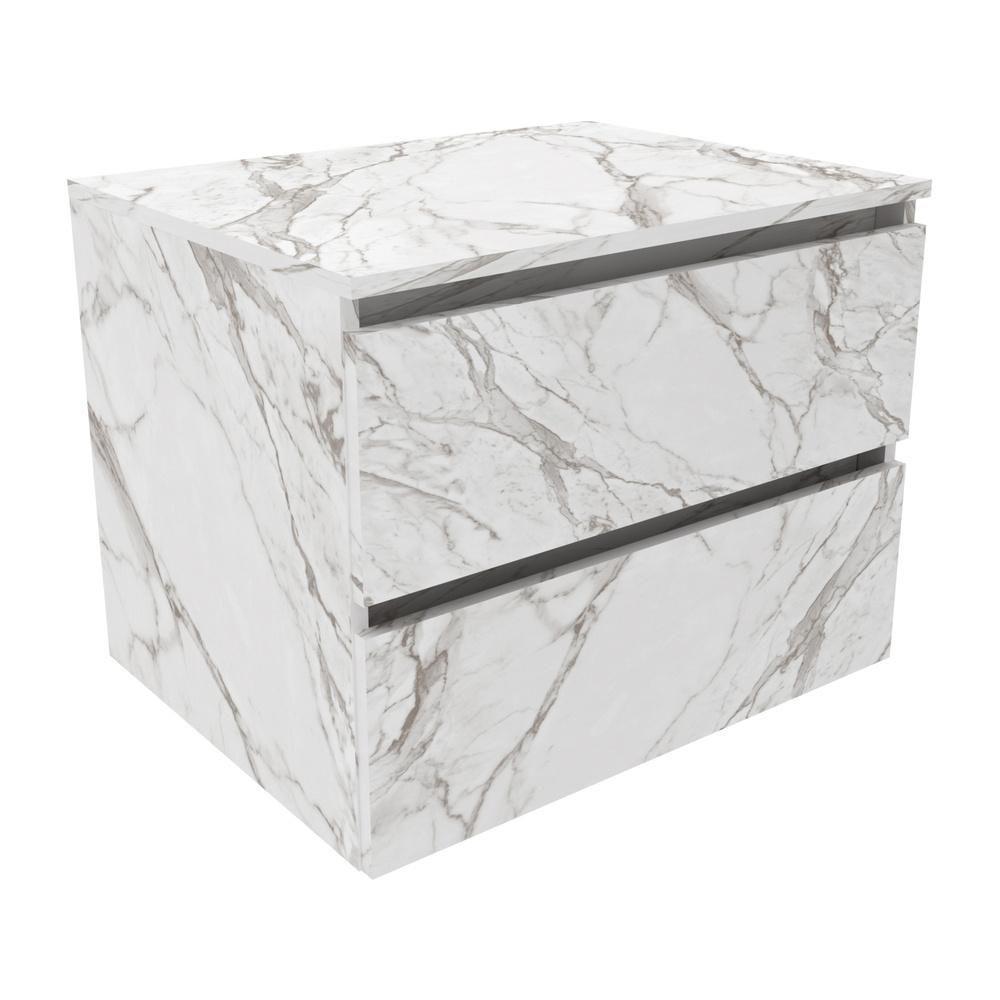 Gabinete Banheiro 2 Gavetas 60Cm Suspenso Multimóveis Vcr10087 Mármore Branco Mármore Branco - 1