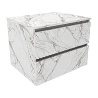 Gabinete Banheiro 2 Gavetas 60Cm Suspenso Multimóveis Vcr10087 Mármore Branco Mármore Branco - 1