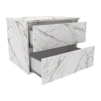 Gabinete Banheiro 2 Gavetas 60Cm Suspenso Multimóveis Vcr10087 Mármore Branco Mármore Branco - 3