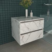 Gabinete Banheiro 2 Gavetas 60Cm Suspenso Multimóveis Vcr10087 Mármore Branco Mármore Branco - 5