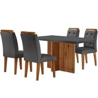 Sala De Jantar Mesa Olímpia 120cm Mdf Vidro Canto Reto Com 4 Cadeiras Carol Grafite Com Imbuia - 6