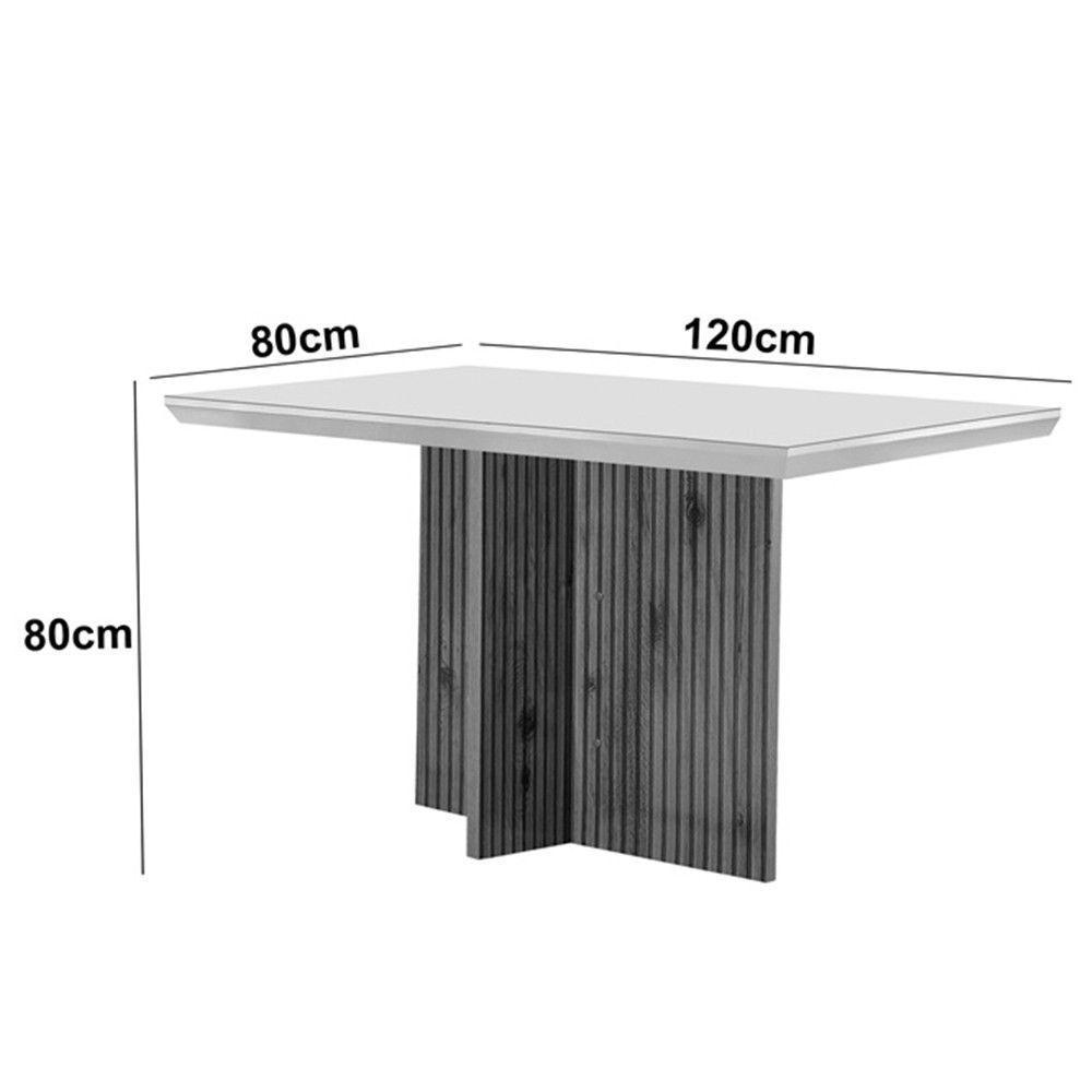 Sala De Jantar Mesa Olímpia 120cm Mdf Vidro Canto Reto Com 4 Cadeiras Marrom, Off White E Imbuia - 5