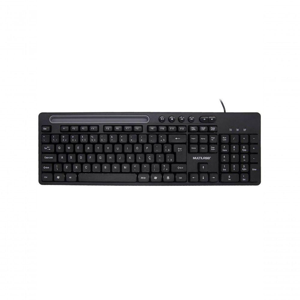 Teclado Multimidia Office Usb Preto Com Apoio Para Smartphone Tc262 - 1