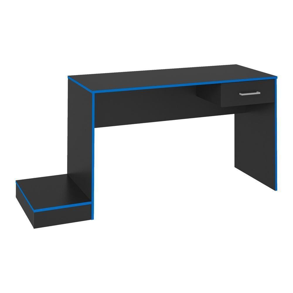 Mesa Gamer Com 1 Gaveta E Suporte De Cpu Multimóveis Cr25205 Preta/Azul Preto/Azul - 4