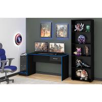 Mesa Gamer Com 1 Gaveta E Suporte De Cpu Multimóveis Cr25205 Preta/Azul Preto/Azul - 2