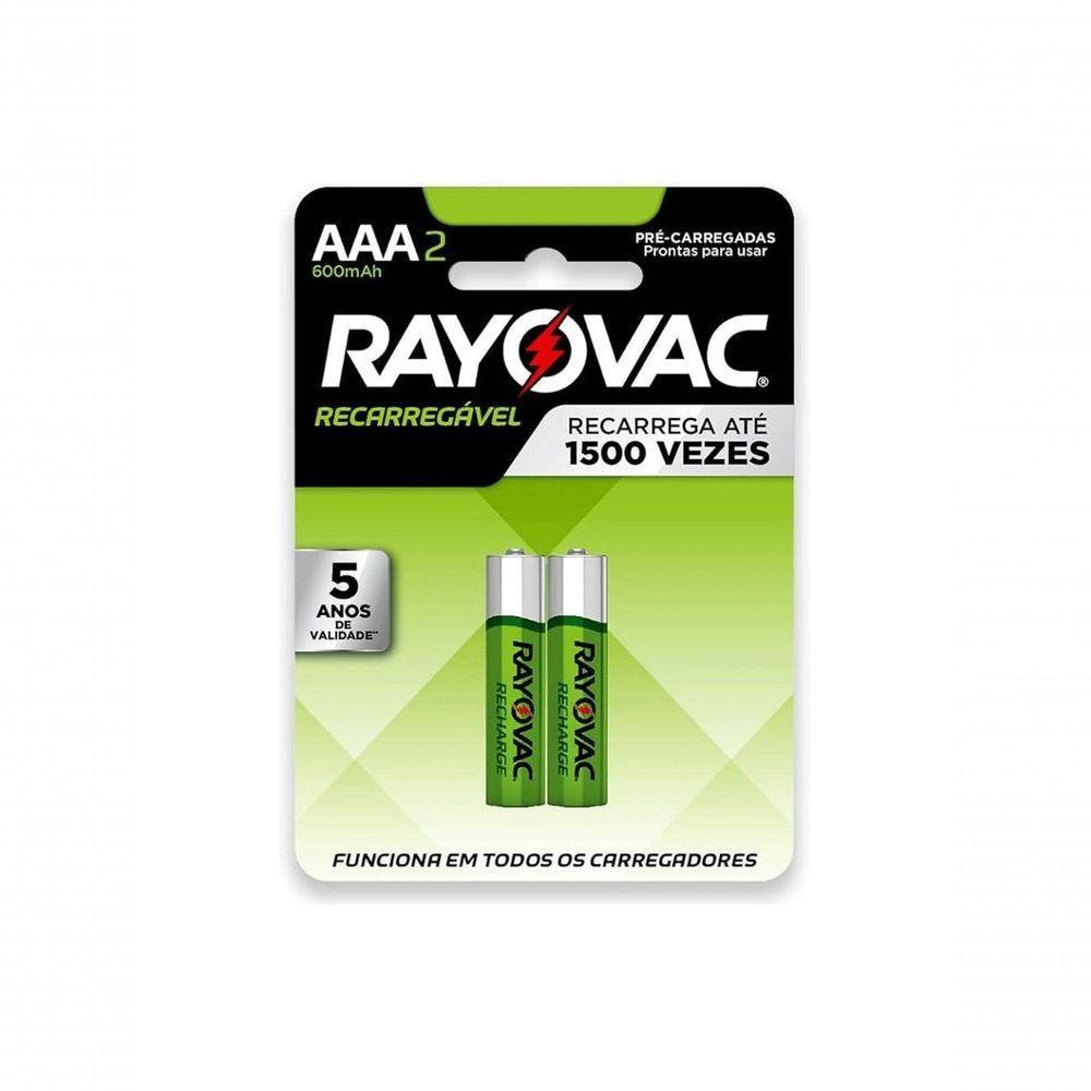 Pilha Recarregavel Rayovac Aaa Palito 600mah Com 2 - 1