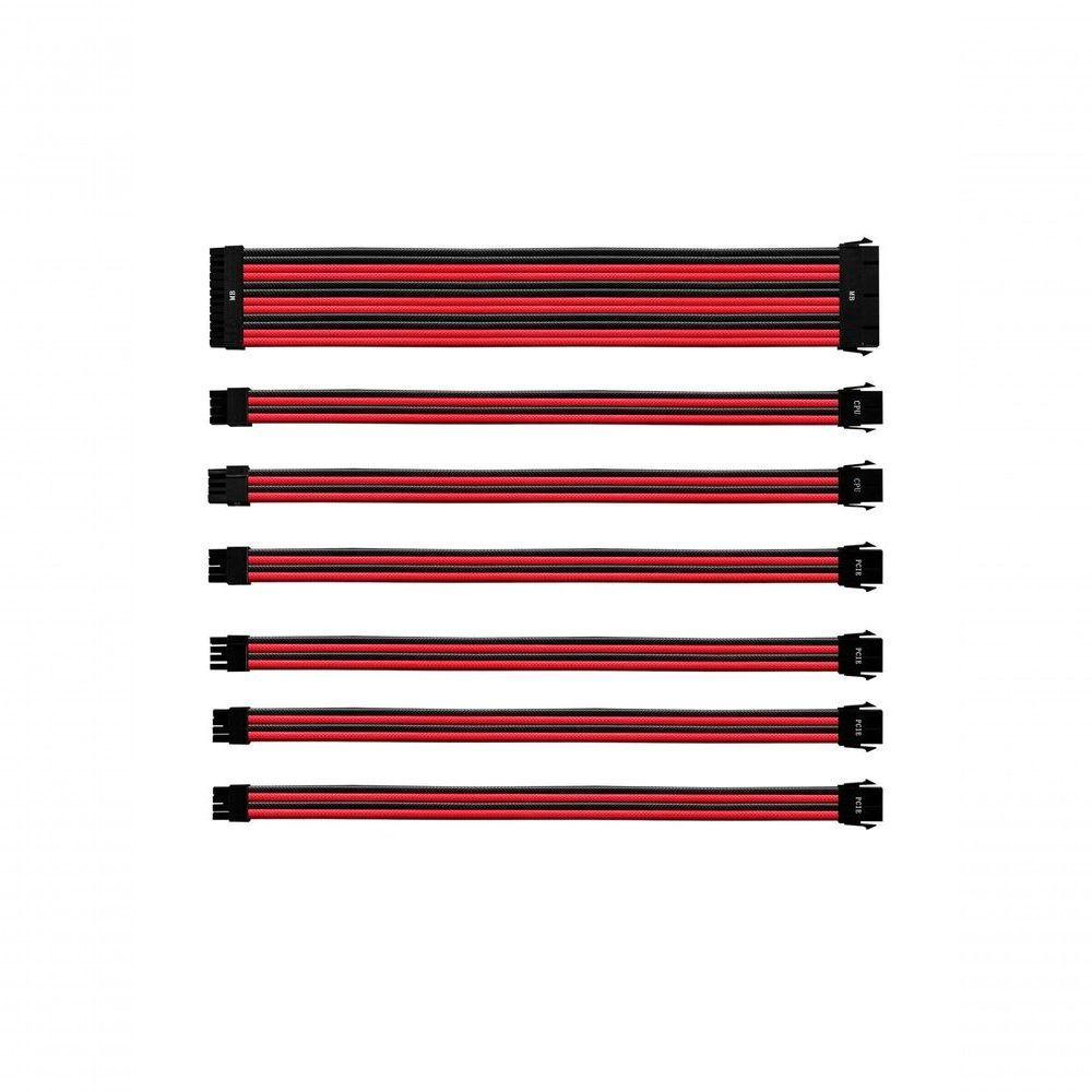 Kit De Cabo De Extensão Sleeved Psu 30 Cm Com Capa De Pvc Cooler Master - Vermelho E Preto - Cma-nest16rdbk1-gl - 1
