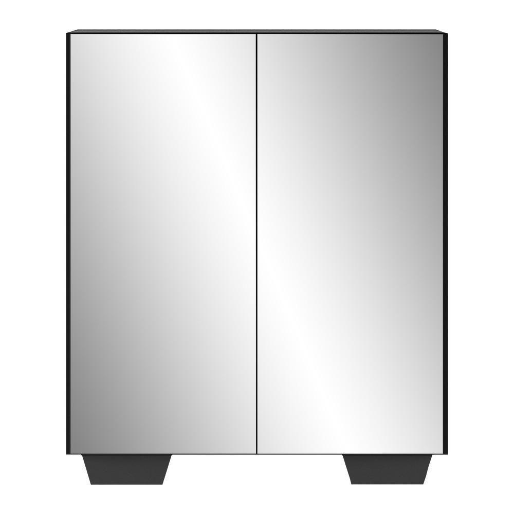 Sapateira 2 Portas Com Espelho Nina Multimóveis V6013 Preta Preto - 2