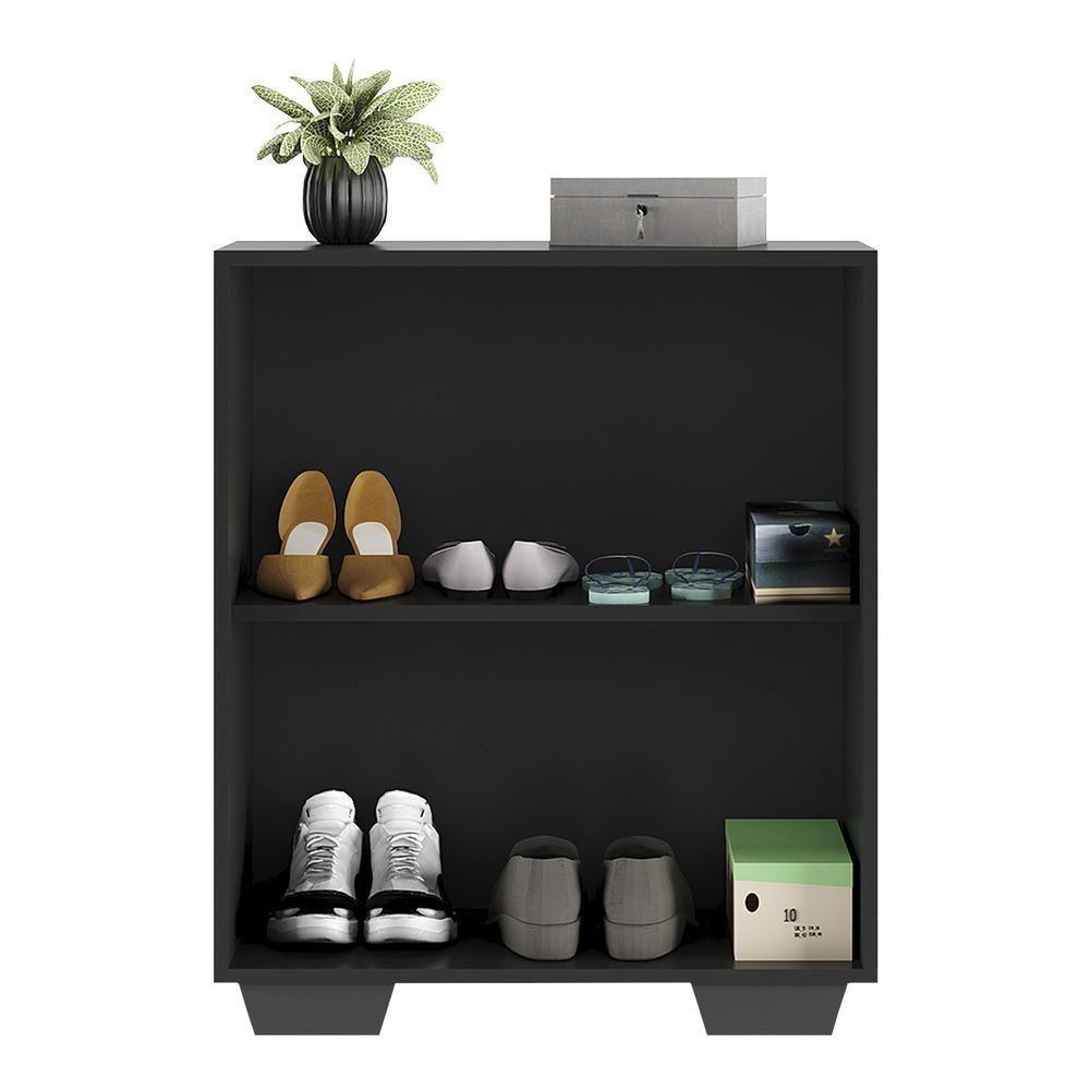 Sapateira 2 Portas Com Espelho Nina Multimóveis V6013 Preta Preto - 3