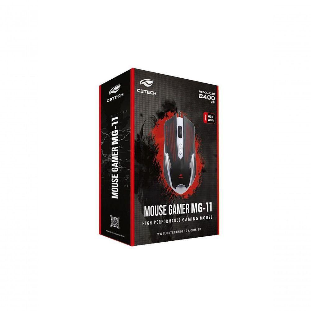 Mouse Otico Gamer C3tech Mg-11bsi Preto E Prata - 1